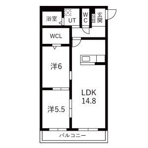 アーバンコート尾西(2LDK/1階)の間取り写真