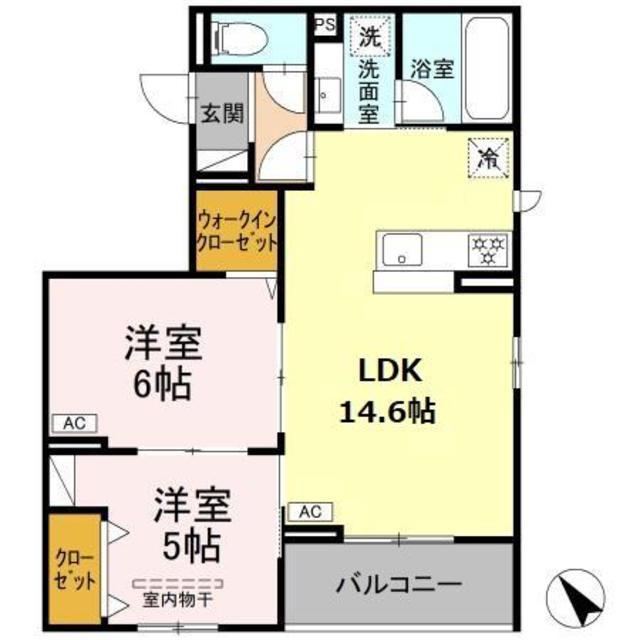 シャルムコート(2LDK/3階)の間取り写真