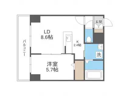 レゾ札幌(1LDK/6階)の間取り写真