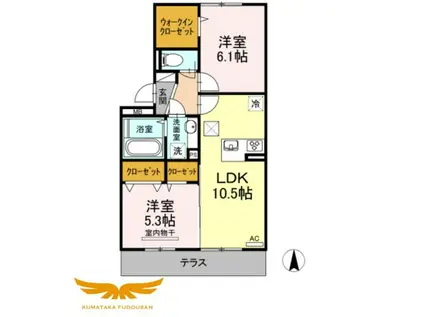 ハピネス江越(2LDK/1階)の間取り写真