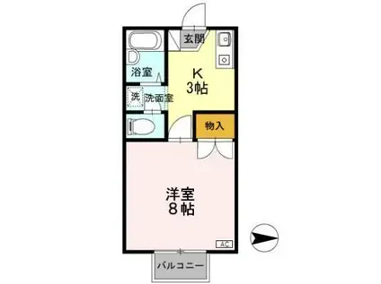 ワンズ18A棟(1K/2階)の間取り写真