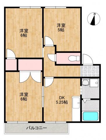 レジデンス今井A棟(3DK/2階)の間取り写真