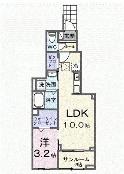ヒカルサ西大宮(1LDK/1階)の間取り写真