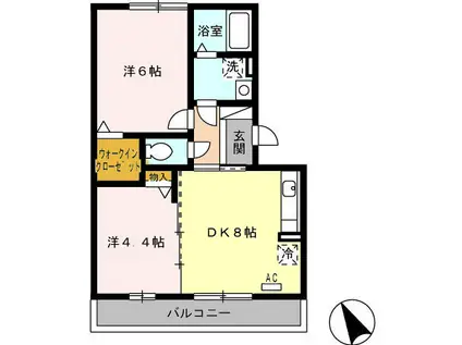 レザン長根B(2DK/2階)の間取り写真