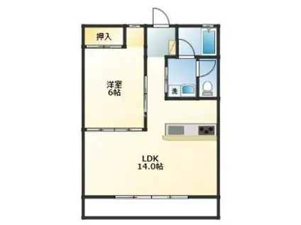 金田マンションゆきら(1LDK/2階)の間取り写真