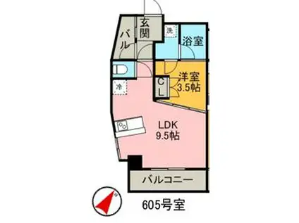 OAK VILLA HAKATA イーストII(1LDK/6階)の間取り写真