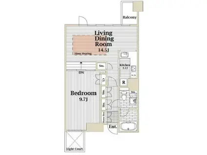 富士見イースト(1LDK/5階)の間取り写真