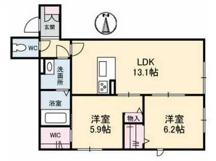 ヴァンルース(2LDK/1階)の間取り写真