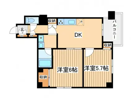 グランシャリオ国立(2DK/3階)の間取り写真