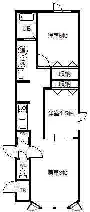 ノヴェル2・15 B(2LDK/1階)の間取り写真