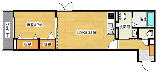東雲MEビル(1LDK/3階)の間取り写真