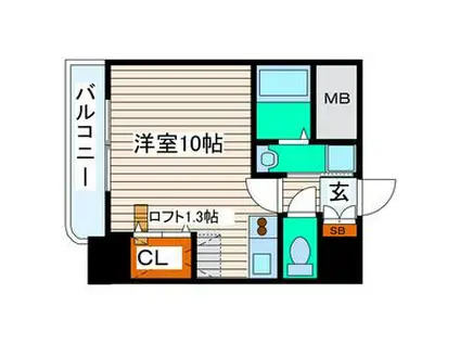 榴岡レジデンス壱番館(ワンルーム/2階)の間取り写真