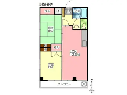 別府コージェマンション(2LDK/3階)の間取り写真