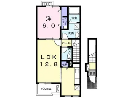 アビタシオン サンク(1LDK/2階)の間取り写真