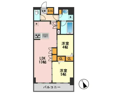 アーバンパーク船堀II(2LDK/2階)の間取り写真