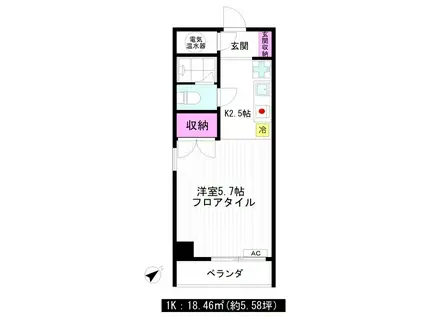 マノアハウス(1K/2階)の間取り写真