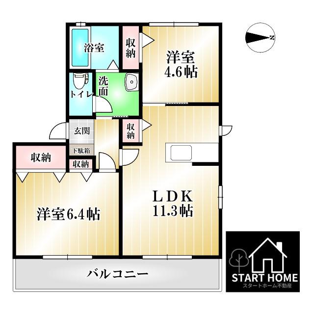 シャーメゾンエチュードC(2LDK/1階)の間取り写真