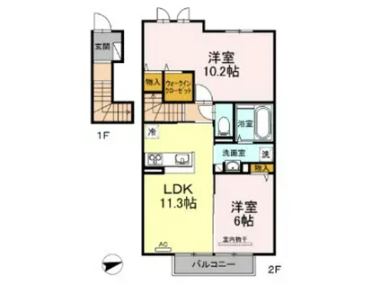 ウィステみやまえ(2LDK/2階)の間取り写真