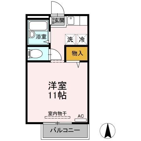 サンライフ向日葵(ワンルーム/1階)の間取り写真