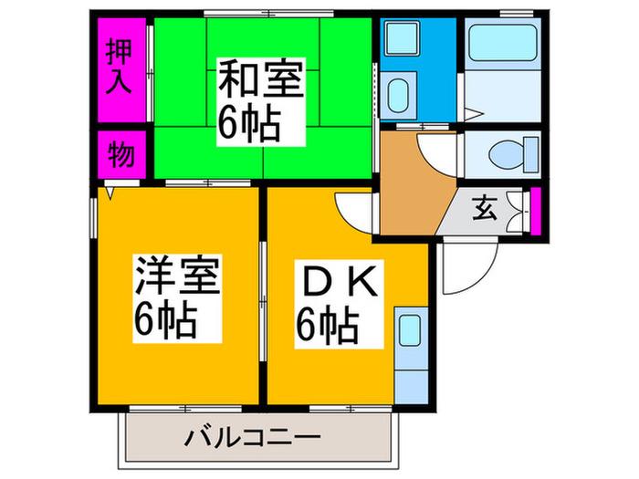 コーポサン(2DK/1階)の間取り写真