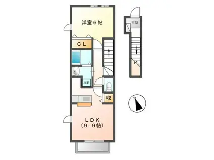 ヴォロンティエ(1LDK/2階)の間取り写真