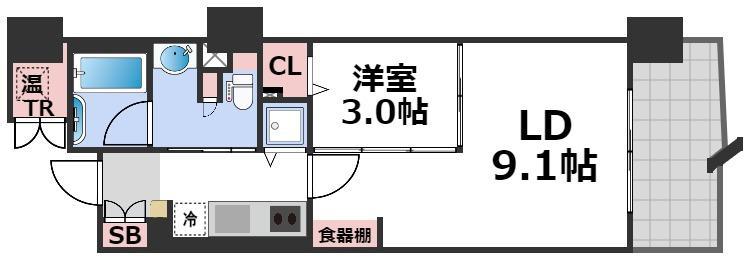 ロイヤルパークス桃坂(1LDK/5階)の間取り写真