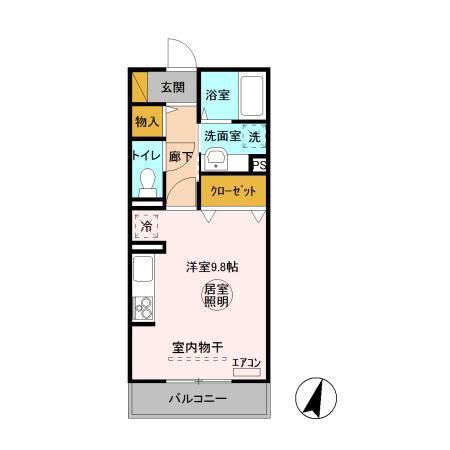ルミウス B(ワンルーム/2階)の間取り写真