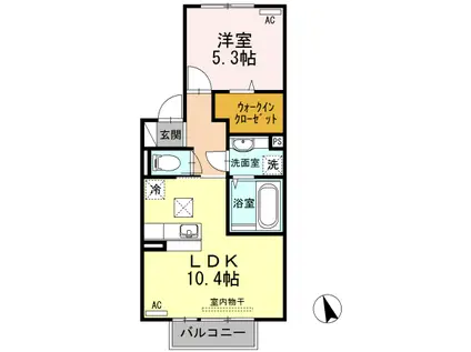ショコラメゾン・F(1LDK/1階)の間取り写真