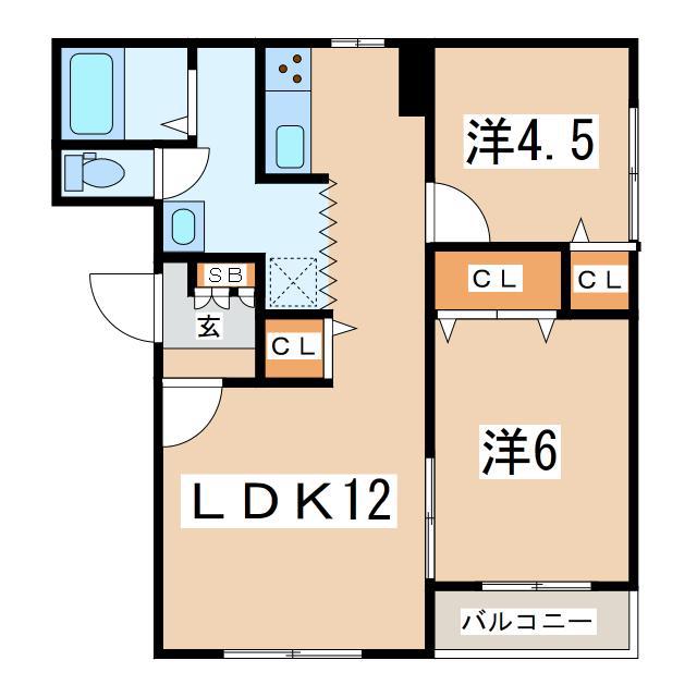 ヒーローマンション高瀬(2LDK/2階)の間取り写真