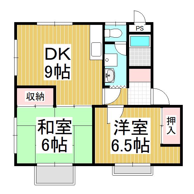 グリーンヒル村上 A棟(2DK/1階)の間取り写真