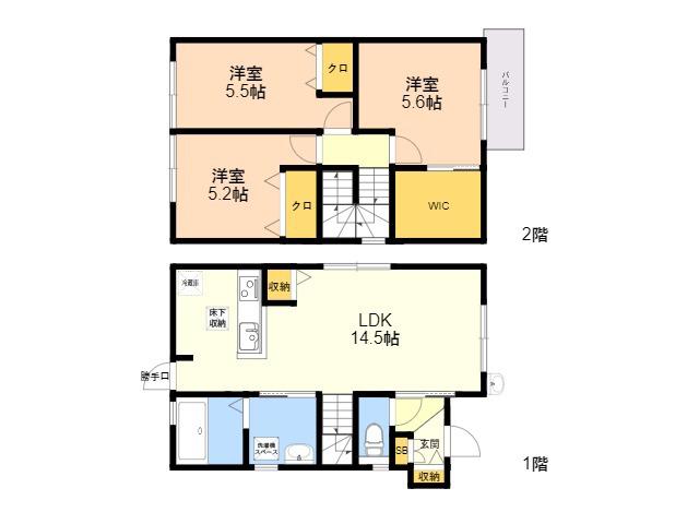 ラフォーレ和白東A棟(3LDK/1階)の間取り写真