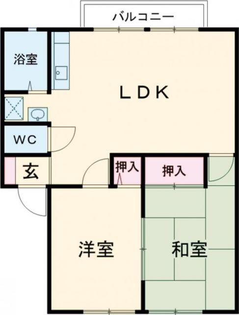 サンシャイン朝暉D棟(2LDK/1階)の間取り写真