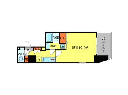 AFFLUENCE難波(1K/10階)の間取り写真