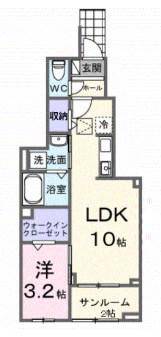 メゾン・ド・ヴィラI(1LDK/1階)の間取り写真