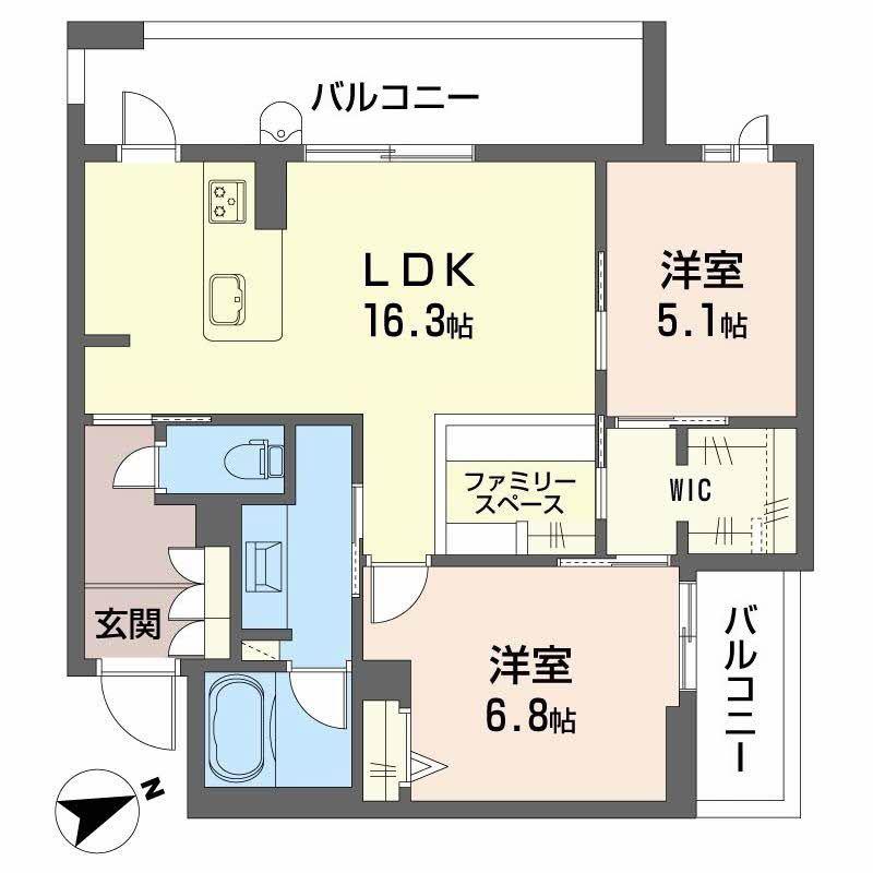 アルテーヌ浜寺元町(2LDK/2階)の間取り写真
