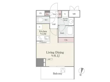 パークサイド湯島台(1K/9階)の間取り写真