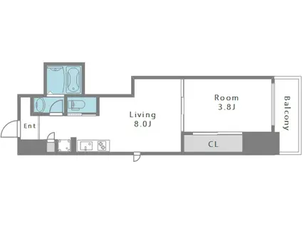 クローバー・レジデンス桑津(1LDK/2階)の間取り写真