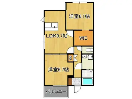 プレミアージュ緑ヶ丘II(2LDK/2階)の間取り写真