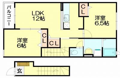 エアリーズA(2LDK/2階)の間取り写真