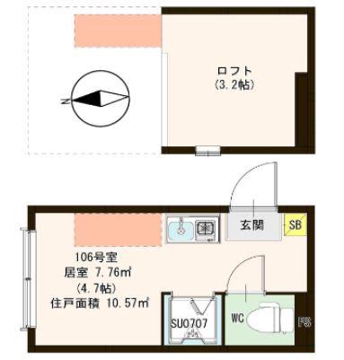 ハーモニーテラス新小岩II(ワンルーム/1階)の間取り写真