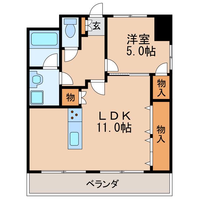 プログレスアサダ(1LDK/5階)の間取り写真