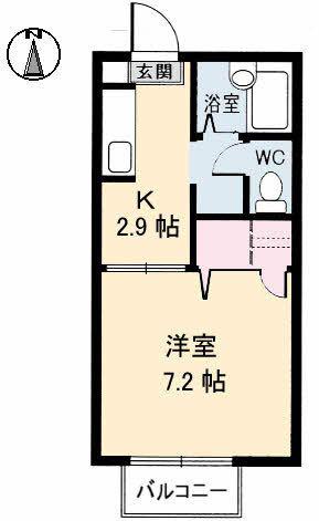 サンホープ21(1K/1階)の間取り写真