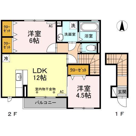 ＪＲ東海道本線 西焼津駅 徒歩24分 2階建 築10年(2LDK/2階)の間取り写真