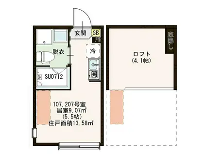 ラ・メール平和台(ワンルーム/2階)の間取り写真