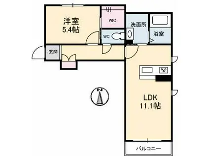 シャーメゾンAYA(1LDK/2階)の間取り写真