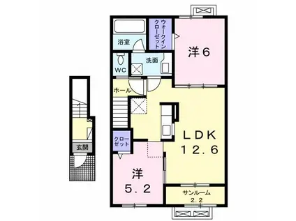 モデルノ・メゾンII(2LDK/2階)の間取り写真