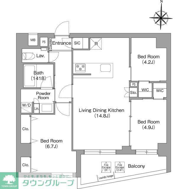 コンフォリア・リヴ永福町(3LDK/2階)の間取り写真