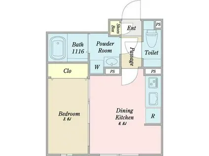 LUORE池下(1DK/4階)の間取り写真