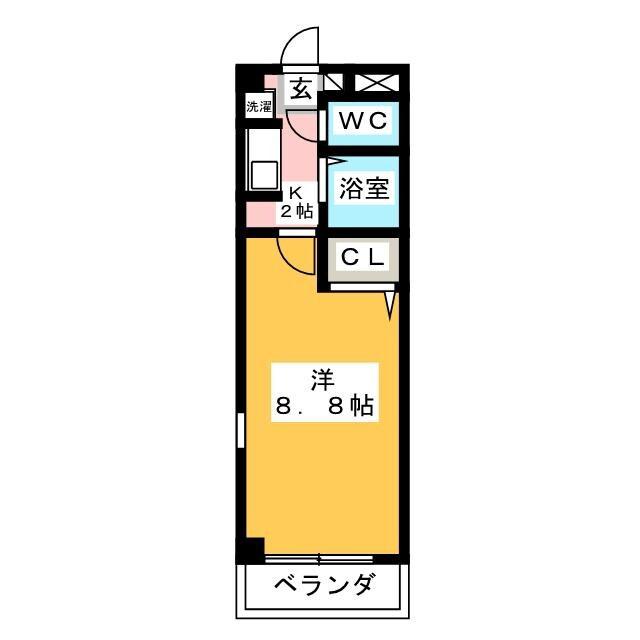 ハイツクオーレ(1K/2階)の間取り写真