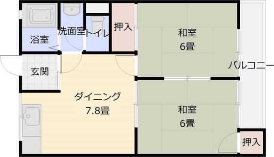 ハイツRANMAN(2DK/2階)の間取り写真